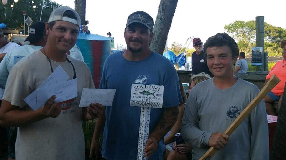 Russell Baisch, Dan Baisch and Gradyn Baisch were the big winners in the Spanish Derby, held out of the Mullet Hut last Saturday in Murrells Inlet. Gradyn Baisch was the angler on a 4.78-pound Spanish mackerel that was the largest caught in the tournament.