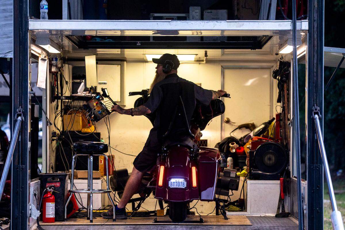 Bikers roll into Murrells Inlet, S.C. on Friday evening for Fall Bike Week. Thousands visited the popular bars and vendors that line U.S. Highway 17 on the South end of the Grand Strand despite scattered showers. Oct. 6, 2023.