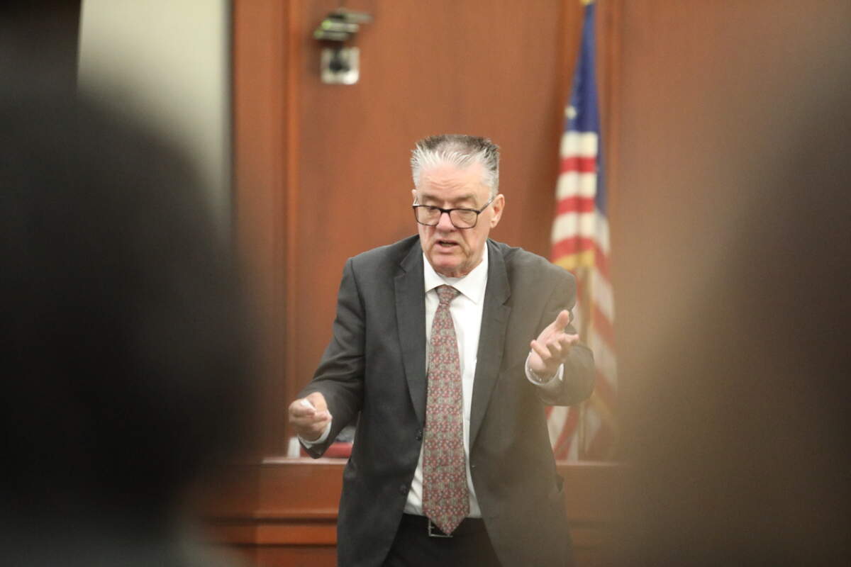 Horry County Council Chair Johnny Gardner explains reasonable doubt during his closing argument as the defense for Abdullah Seifullah, of Bridgeport, CT, on June 5, 2023. Seifullah was charged with murder for the death of a Coastal Carolina University student back on June 19, 2023.