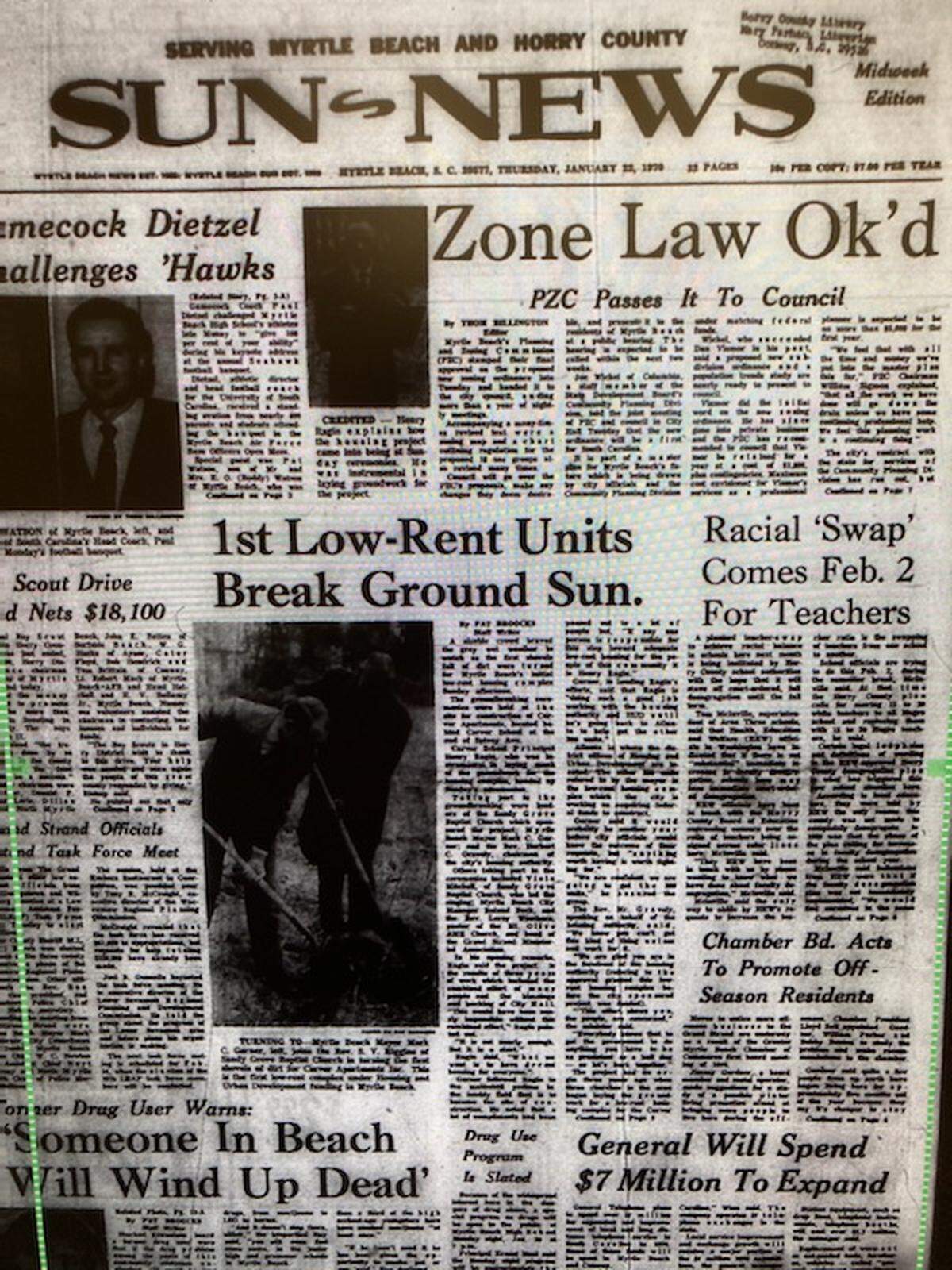 A Sun News archive from January 1970 describes a coming racial swap of teachers in Horry County in hopes of delaying a the full court-ordered integration until the fall.