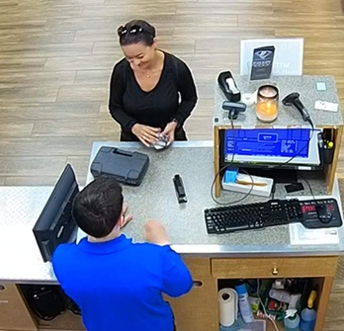 Mica Miller was captured on surveillance cameras purchasing a gun at Dick’s Pawn Shop in Myrtle Beach, S.C. on April 24, 2024. Photo released by Robeson County Sheriff’s Office. 