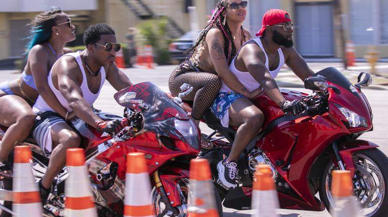 Hundreds of bikers hang out on Grand Strand’s north end