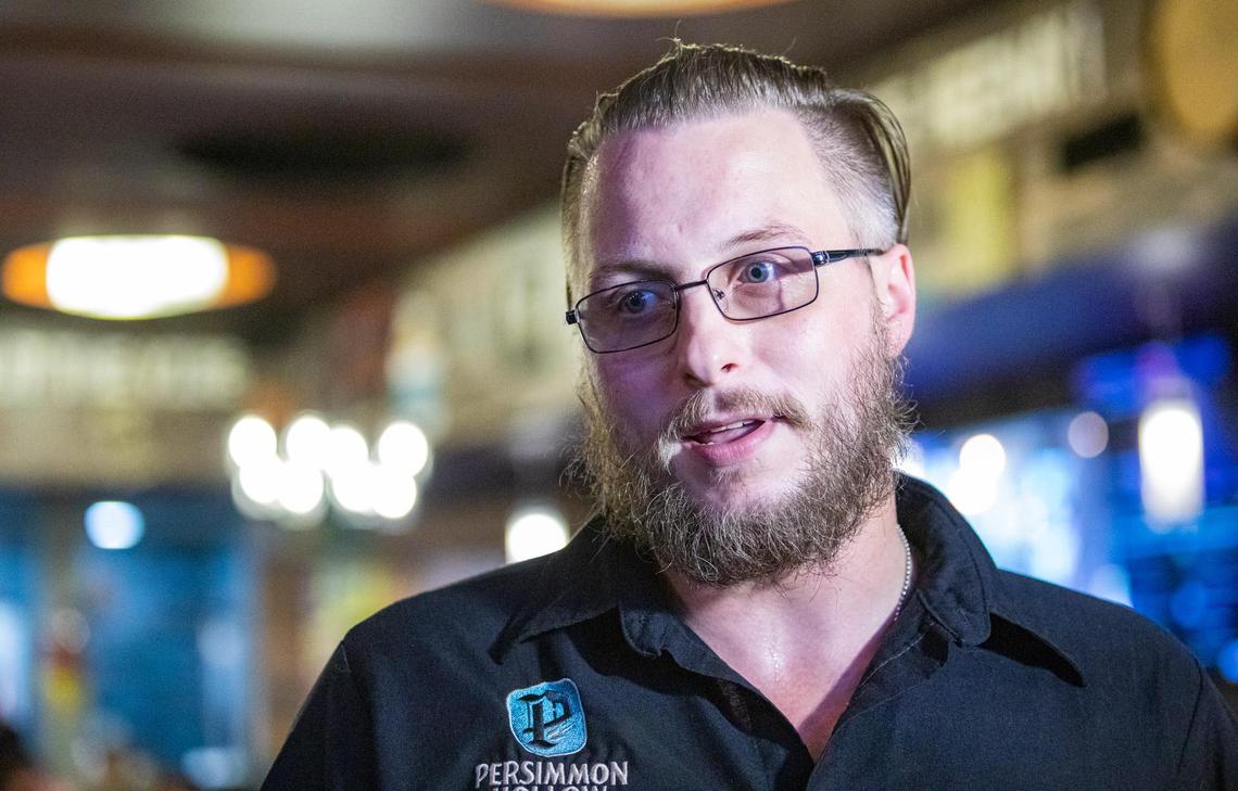 Myrtle Beach veteran and USMC Corporal Daniel Dobay speaks with media members after being awarded a mortgage-free-home by PulteGroup’s Building Homes for Heroes at The Grumpy Monk. In 2011, Dobay was injured in Afghanistan & given a purple heart.