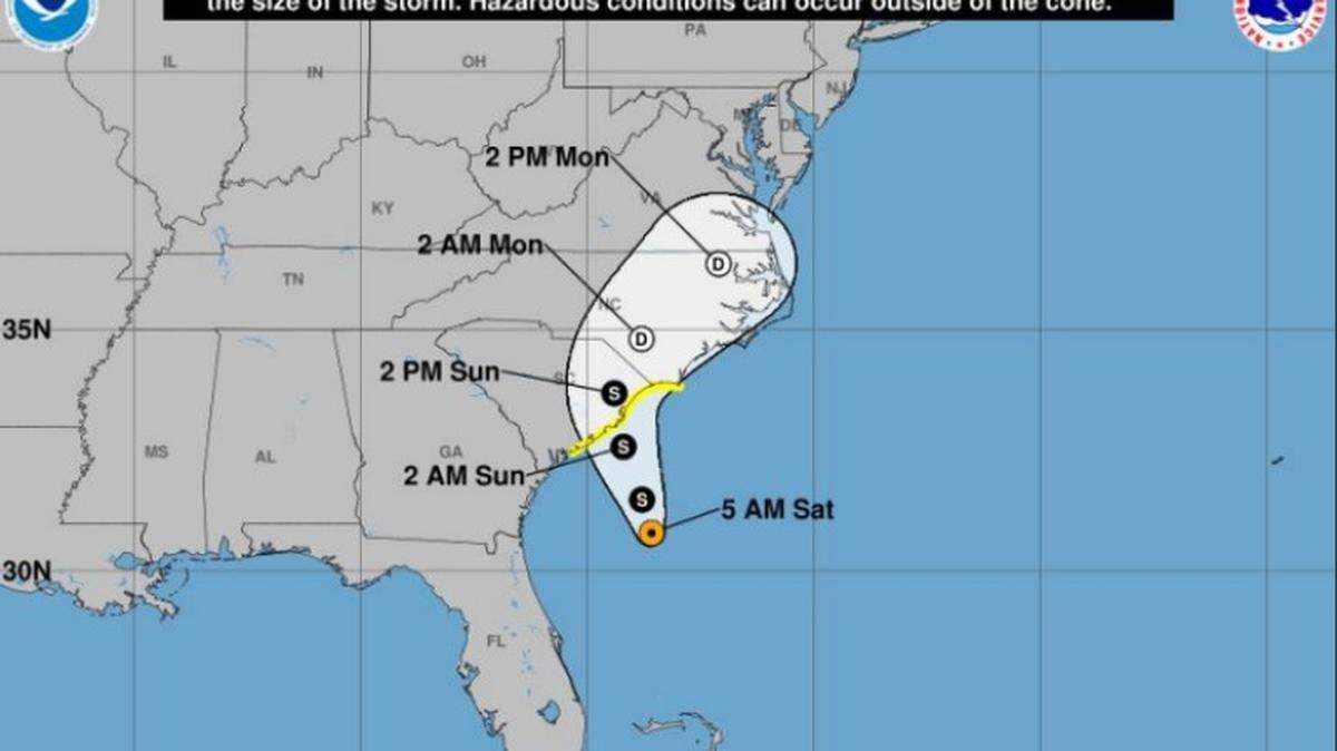 The National Weather Service has placed the Myrtle Beach area under a tropical storm watch as a developing depression sits off the coast of Florida and Georgia coastline. Horry County is expected to receive heavy rain and life-threatening rip currents.