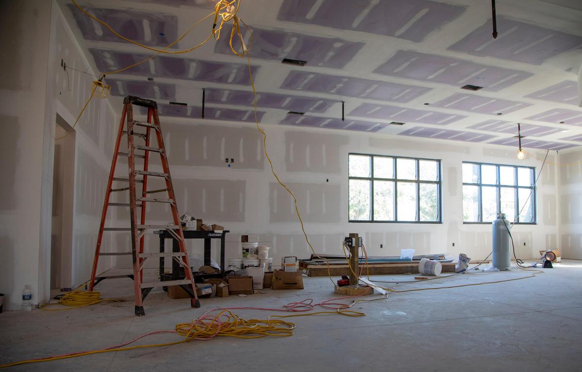 Crews work inside of 44 & King, a new pub opening on the corner of 44th Ave. N. and Kings Hwy. later this year.