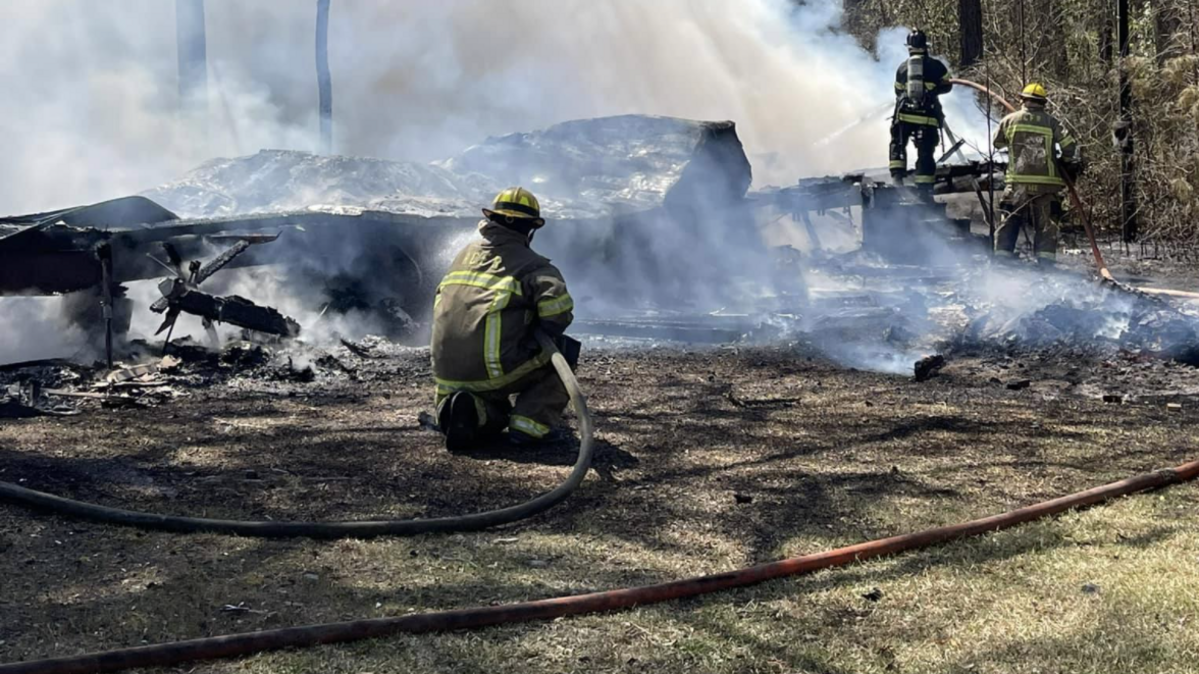 Horry County Fire Rescue personnel battle Saturday’s Loris blaze.