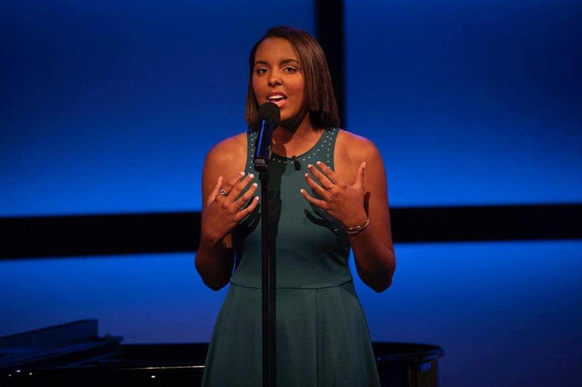 Cecily Hennigan performs on the Steve Harvey Show, which airs Tuesday, Sept. 4, 2018.