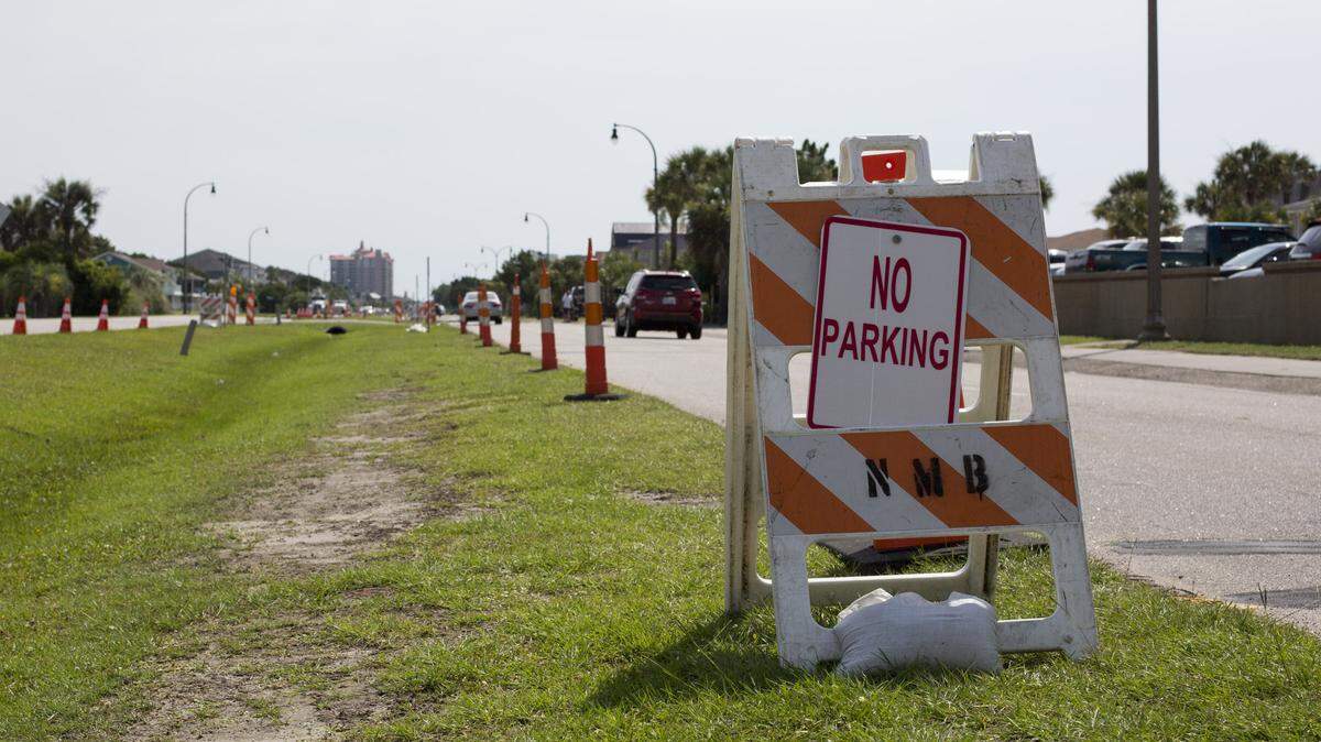 "No parking" signs sit in the median on June 25 between 4th Avenue North and 5th Avenue North in North Myrtle Beach.
