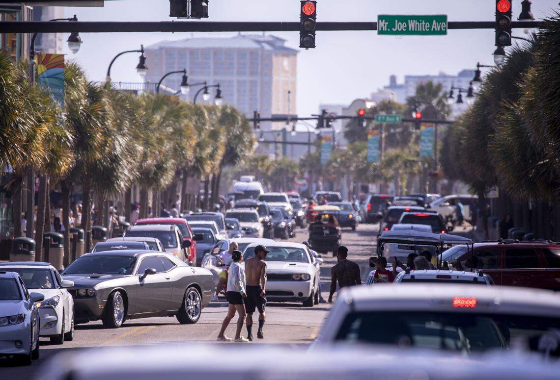 Myrtle Beach’s Ocean Boulevard was thronged with traffic congestion on Saturday. With hotels, beaches, shopping and restaurants reopening along the Grand Strand, tourist season kicked off this weekend despite coronavirus concerns. May 16, 2020