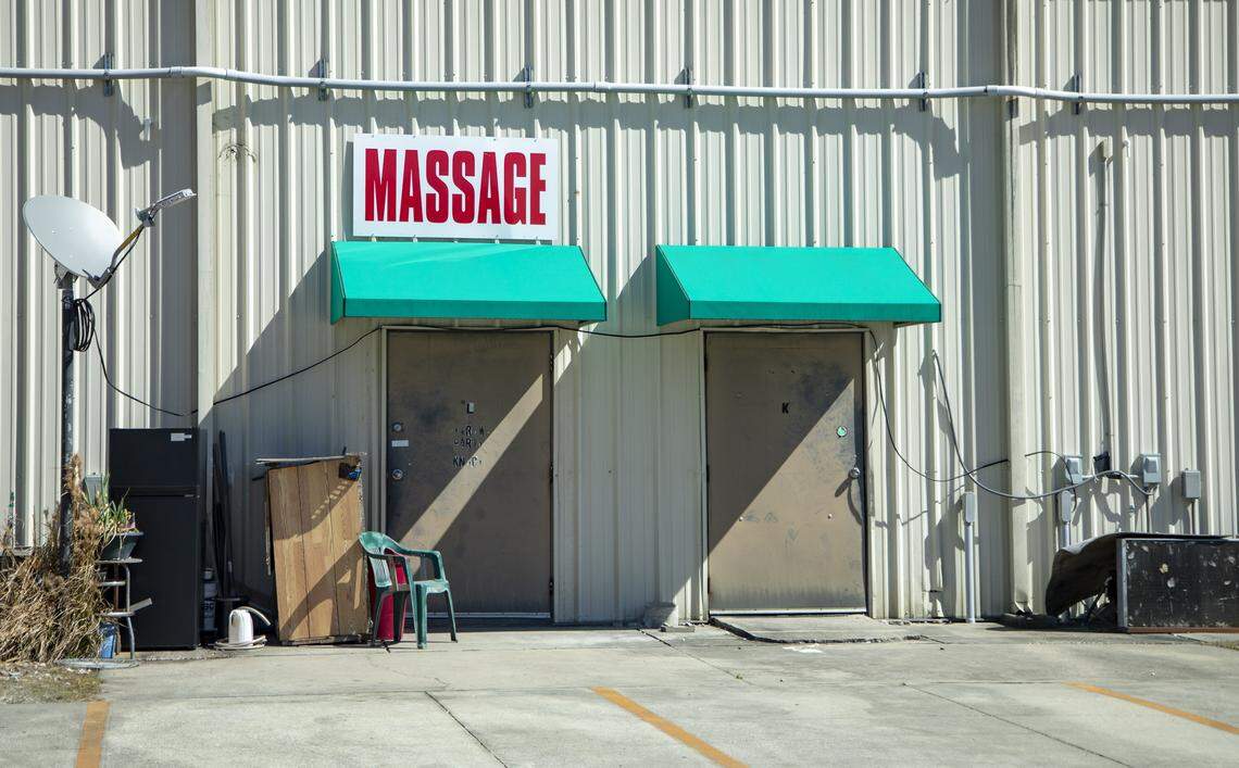 The rear entrance of China Doll Spa, in Socastee, which is one of six massage businesses raided during a prostitution sting operation in January by Horry County Police Department.