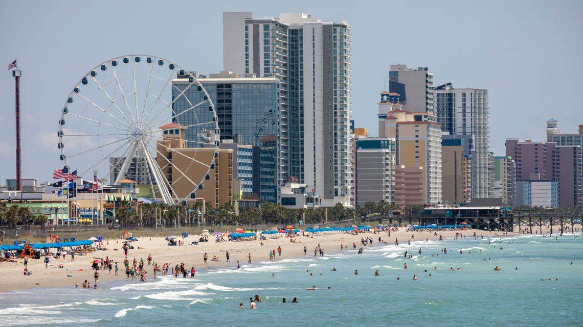 The Myrtle Beach skyline as seen from the 2nd Avenue Pier. The week of Memorial Day marks the unofficial beginning of the tourist season along Grand Strand Beaches. May 31, 2022.