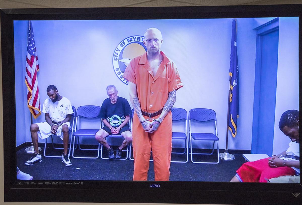 Charles Everette Adams appeared in Myrtle Beach bond court today after being charged with five counts of first-degree burglary, two counts of burglary to auto, grand larceny, and failure to stop of police in connection to recent burglaries in the Grande Dunes community.He was denied bond for the five first-degree burglary charges, but received $40,000 total for the two burglary to auto charges, grand larceny and failure to stop for blue lights.Aug. 6, 2018.