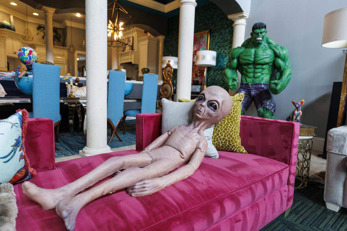 Alan Jones has acquired an eclectic mix of custom cars, marvel superheroes and movie and T.V. memorabilia at his Grande Dunes home in Myrtle Beach, SC. He and his wife Lisa also have a Loris farm that houses an animatronic dragon, a giant octopus and several dinosaurs replicas. “I just want people to enjoy it with me,” he said. August, 2025.