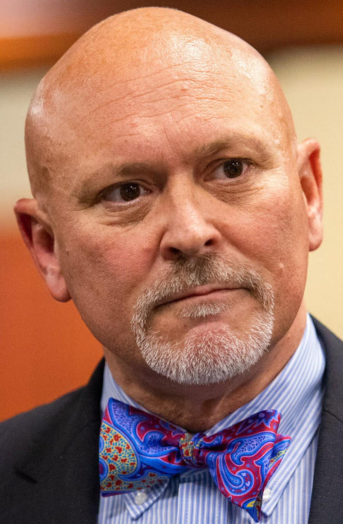South Carolina State Representative Alan Clemmons speaks with media members following his interview for county administrator.