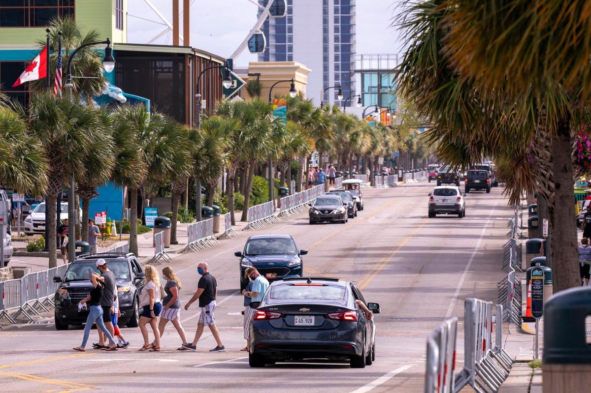 After a busy holiday weekend in which the City of Myrtle Beach enacted mask regulations to combat the coronavirus pandemic, Ocean Boulevard and area attractions were relatively quiet on Tuesday, July 7, 2020.