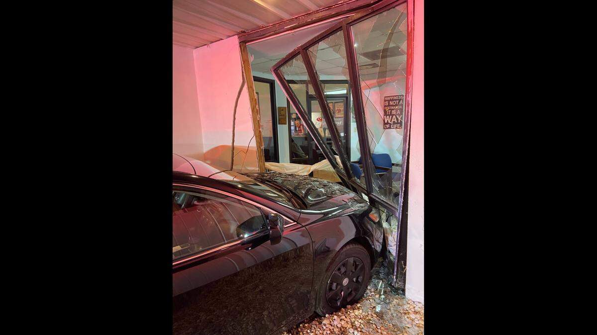 A car crashed into a business in Loris early Monday morning. No one was hurt, according to fire rescue.