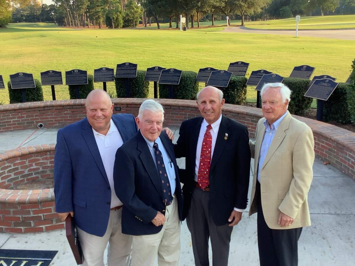 Danny Young (left to right), Doc Lachicotte, Mickey McCamish and Myrtle Beach Golf Hall of Fame member and board member Gary Schaal attended the Myrtle Beach Golf Hall of Fame induction ceremony Wednesday night at Pine Lakes Country Club.