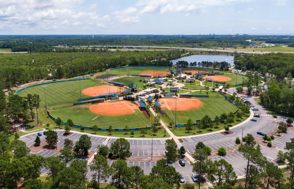 Baseball fields inside the North Myrtle Beach Park & Sports complex in North Myrtle Beach.