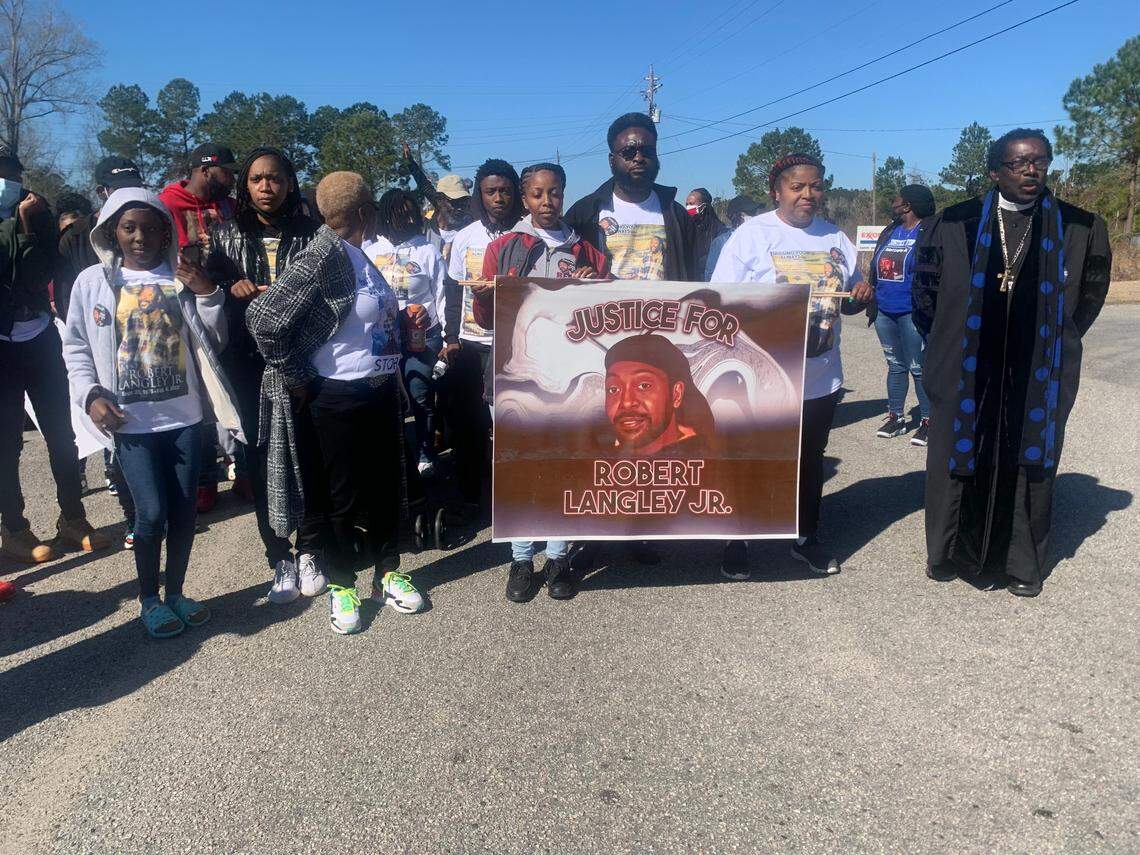The family of Robert Langley spoke during a “Stop Killing Us March” in which friends and community members gathered to honor Langley after a former Hemingway police officer shot and killed him in Georgetown County. It was held at the Boys and Girls Club in Hemingway.