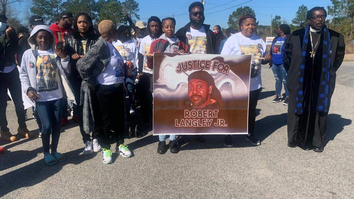 The family of Robert Langley spoke during a “Stop Killing Us March” in which friends and community members gathered to honor Langley after a then-Hemingway police officer shot and killed him in Georgetown County. It was held at the Boys and Girls Club in Hemingway.