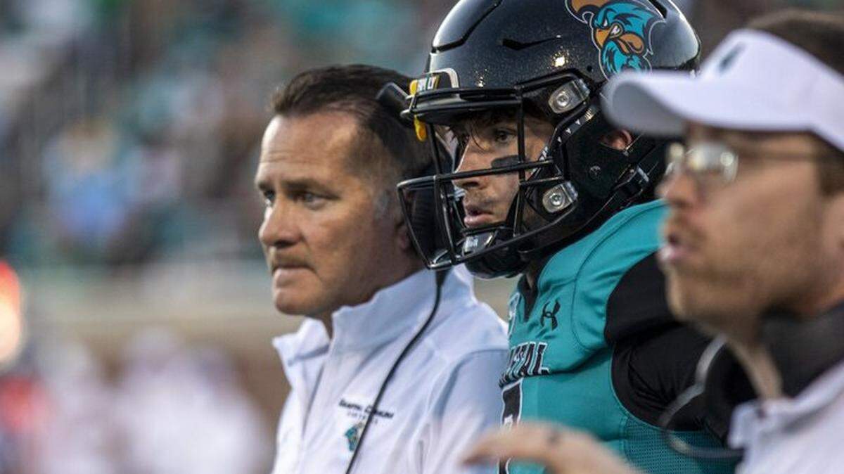 Coastal Carolina University’s head football coach, Tim Beck, has been let go, the school announced Sunday morning.