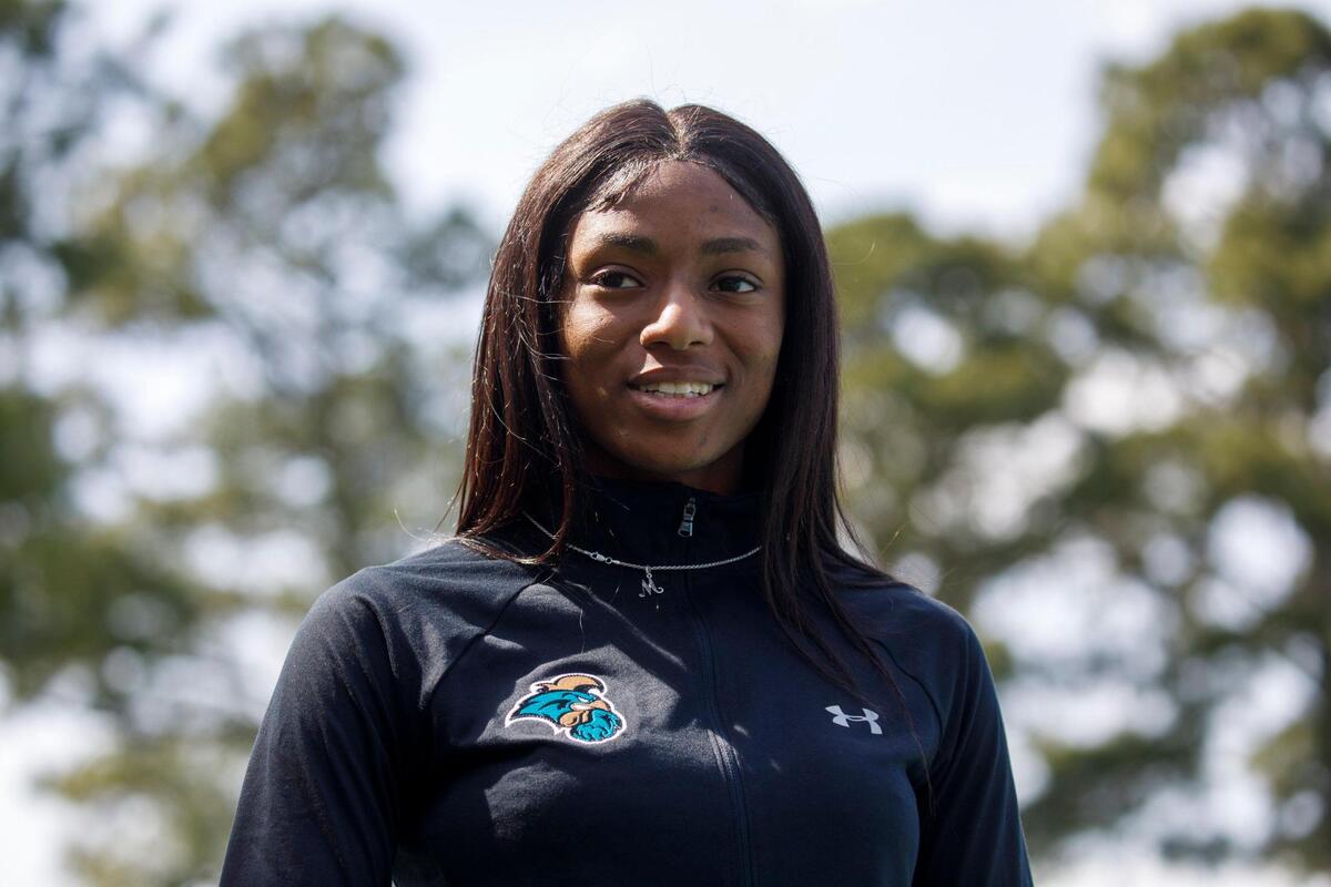 Coastal Carolina junior Melissa Jefferson of Georgetown donated stem cells to save her father’s life as a senior at Carvers Bay High School in 2018. March 15, 2022.