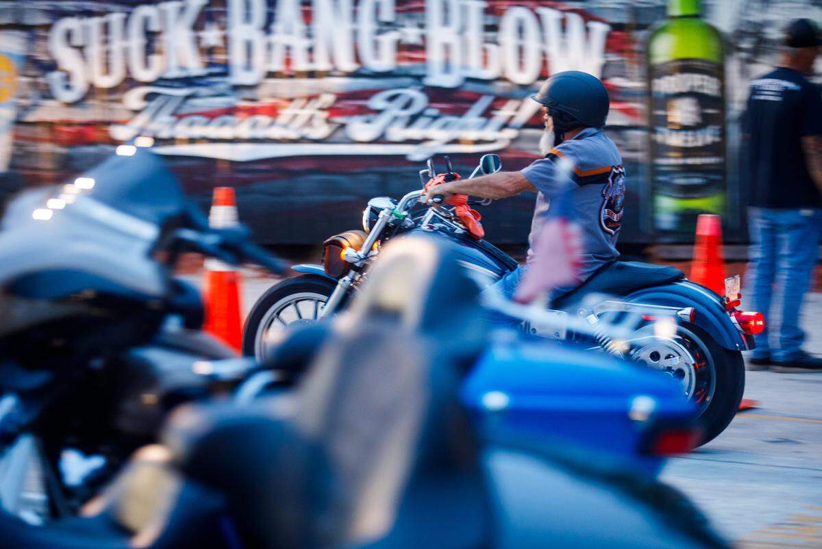 Myrtle Beach Bike Week’s Fall Rally is happening at area bars along the Grand Strand this week from Little River to Murrells Inlet. More sedate than the popular Spring rally, motorcylists brought their kids and even their pet’s to to the event which runs from Sept. 30 to Oct. 6, 2024. Oct. 4, 2024.