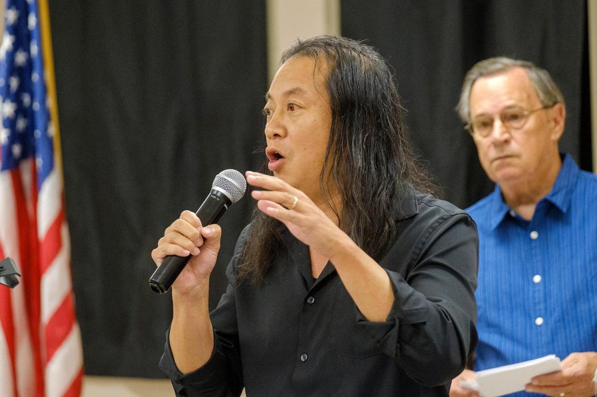 Myrtle Beach Mayoral candidate Gene Ho speaker at a debate hosted by a group called “Patriots Reporting for Duty.” Myrtle Beach politicos held two competing election events at the same time in the Market Common area last night. Oct. 6, 2021.