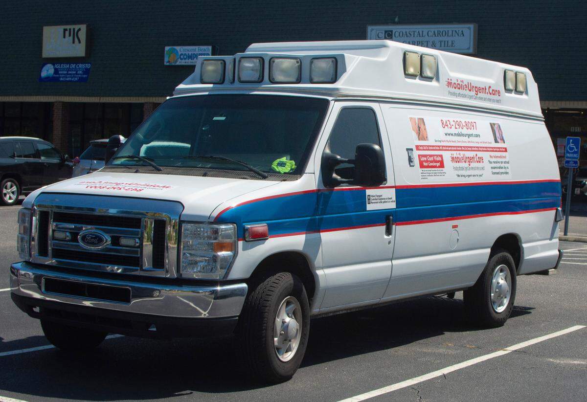 Mobile Urgent Care is run by Michael and Michelle Petrillo. They make house calls to treat patients in Atlantic Beach, North Myrtle Beach, Little River and Longs. Above, the ambulance they operate out of on September 22, 2020.