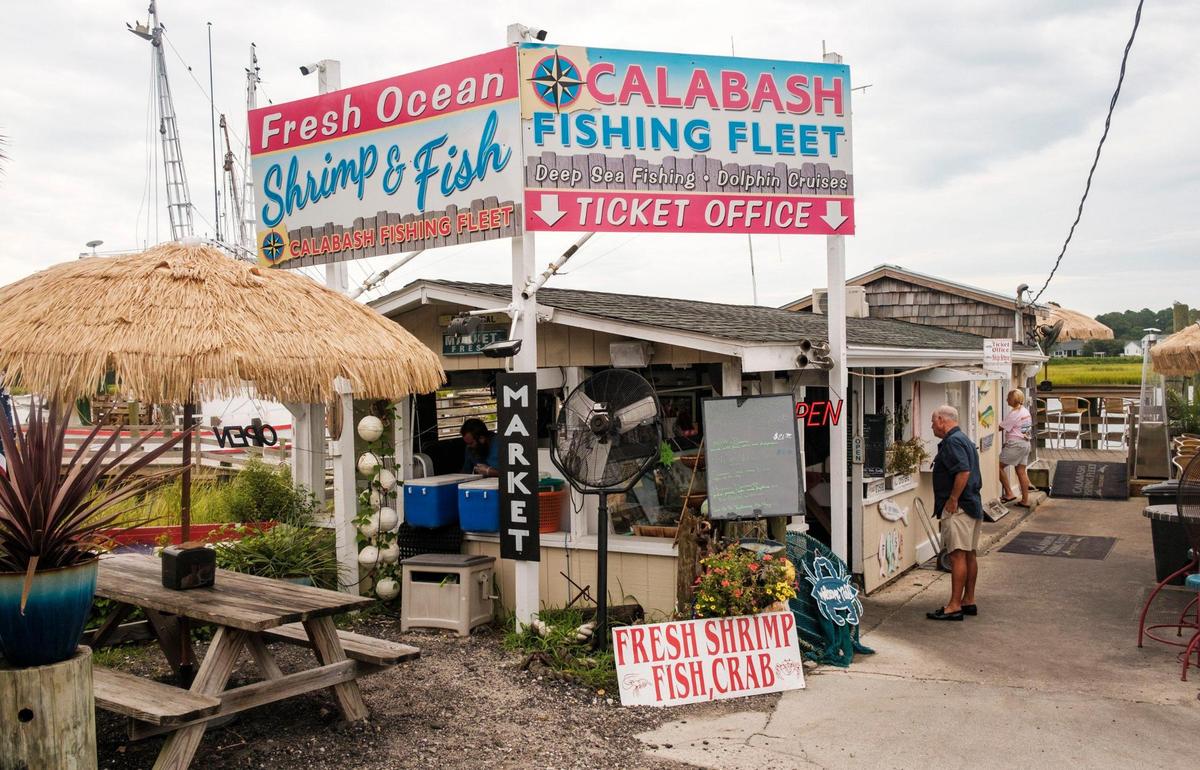 The Waterfront Seafood Shack Market and Eatery on the docks of Calabash, N.C. Aug. 17, 2022.