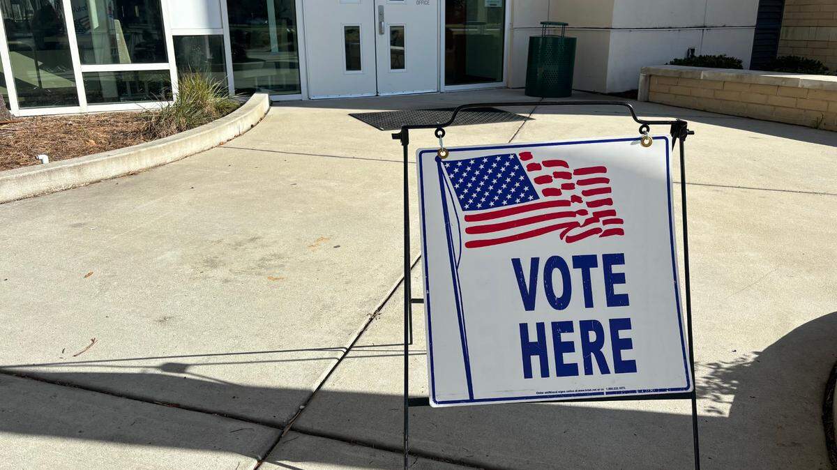 A voting sign at the Myrtle Beach Middle School. This was a polling place for the GOP primary this morning.