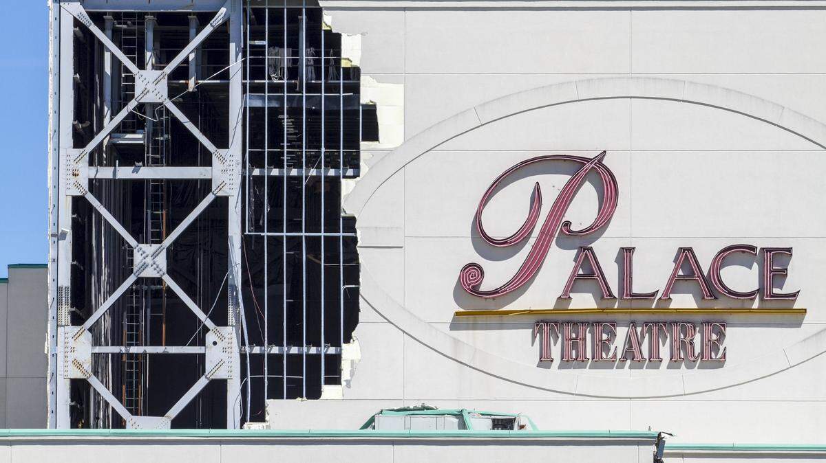 The Palace Theater, a Myrtle Beach landmark for over two decades is slated to be demolished. Storm damage from Hurricane Matthew left a large hole in the facade. Tuesday, April 11, 2017.
