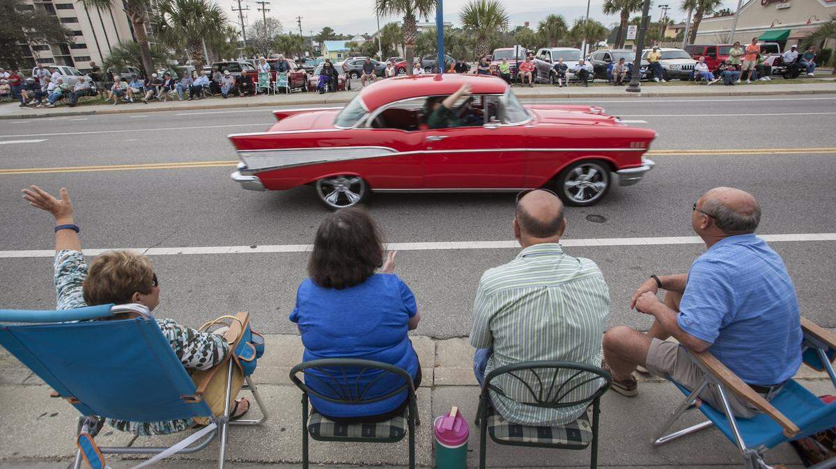 The 28th annual Pee Dee Street Roddersâ€™ â€œRun to the Sunâ€ Car and Truck Show kicked off today with a cruise down Ocean Boulevard in Myrtle Beach. 
The event, benefiting Childrenâ€™s Miracle Network Hospitals and National Multiple Sclerosis Society, runs from 8am-5pm March 17-19 at the former Myrtle Square Mall site between 21st and 29th avenues North Kings Highway. The event is free to the public.
