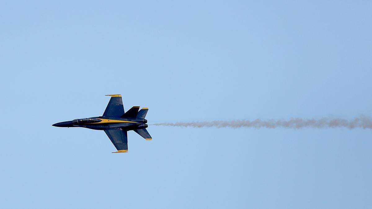 A pair of Blue Angels on the F/A-18 Hornet make a site visit to Myrtle Beach for the spring air show at the General Aviation Terminal on Tuesday, Dec. 12, 2017. The air show is slated for April 28-29, 2018.