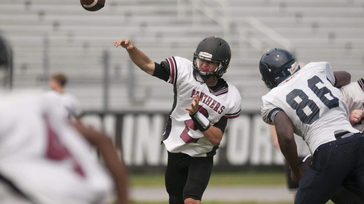 Carolina Forest's Matt Beale throws a pass during a scrimmage game against Georgetown. 
Area high school football teams: Carolina Forest, Aynor, Georgetown and North Myrtle Beach held a pre-season scrimmage on Friday morning. August 4, 2017.