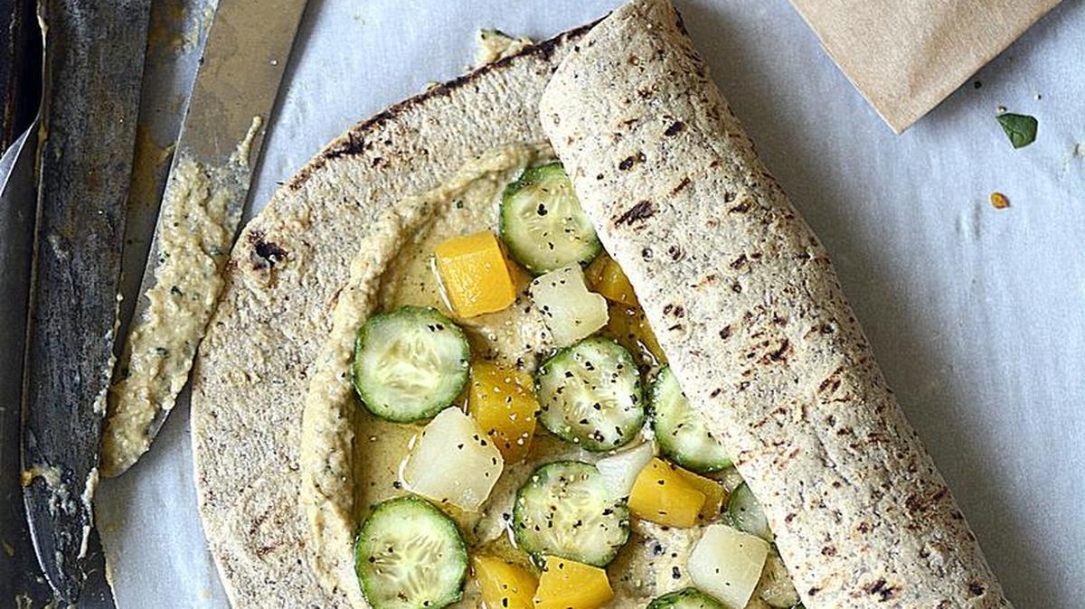 Use hummus as a spread for a veggie wrap