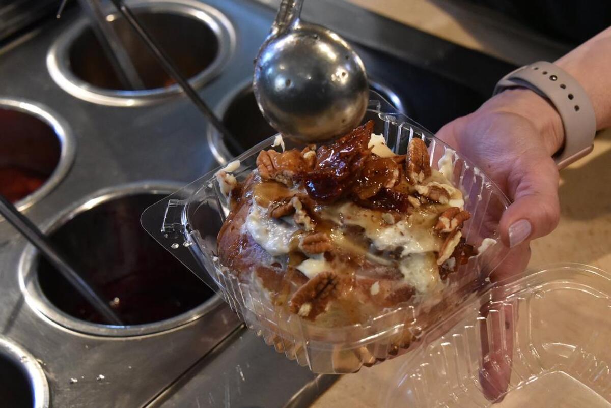 A specialty cinnamon roll from The Devine Cinnamon Roll Deli in Columbia.