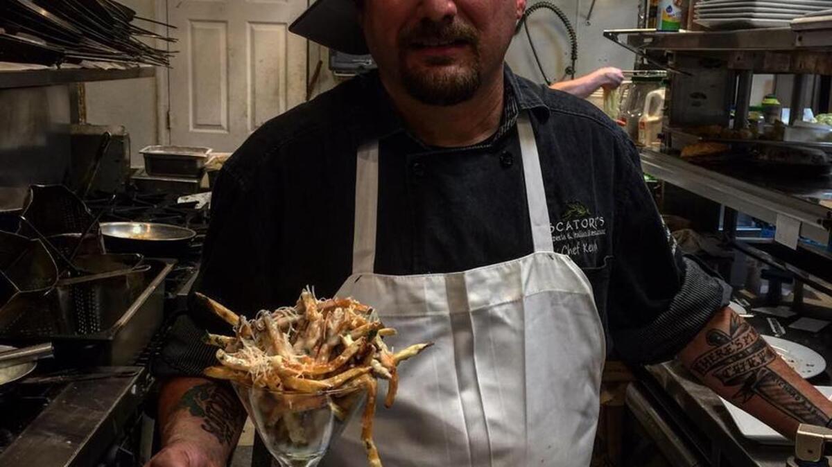 Chef Kevin Levine in the kitchen at Scatori’s Pizzeria & Italian restaurant.