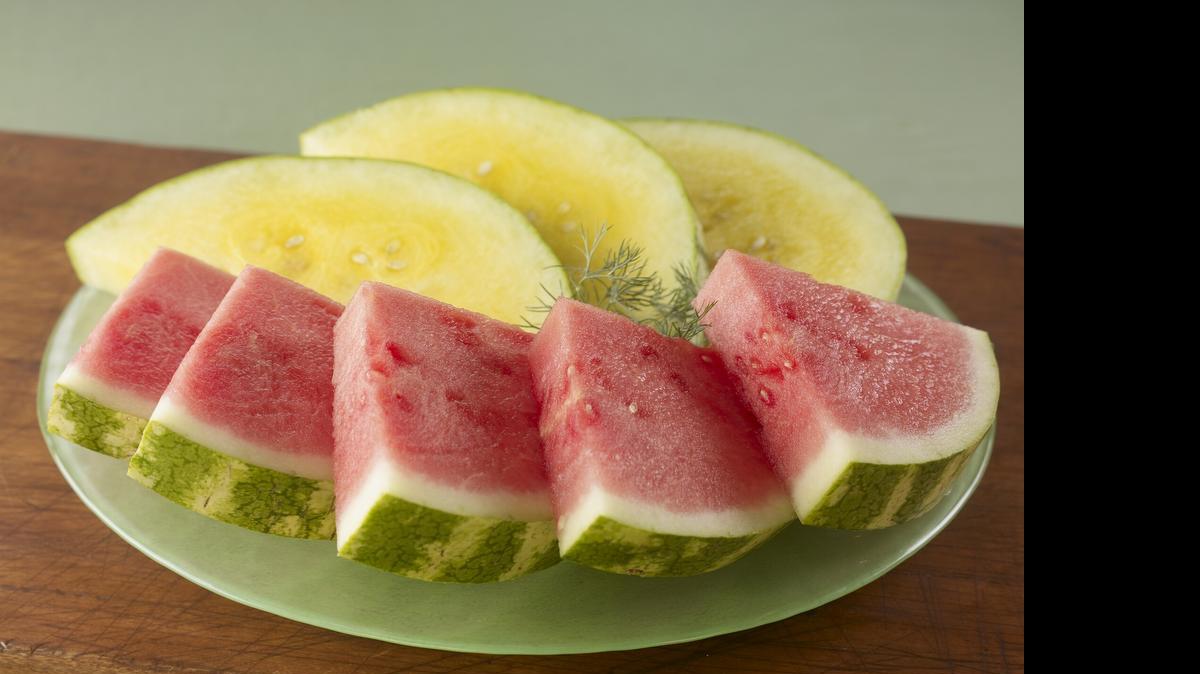
Red and yellow watermelon slices
