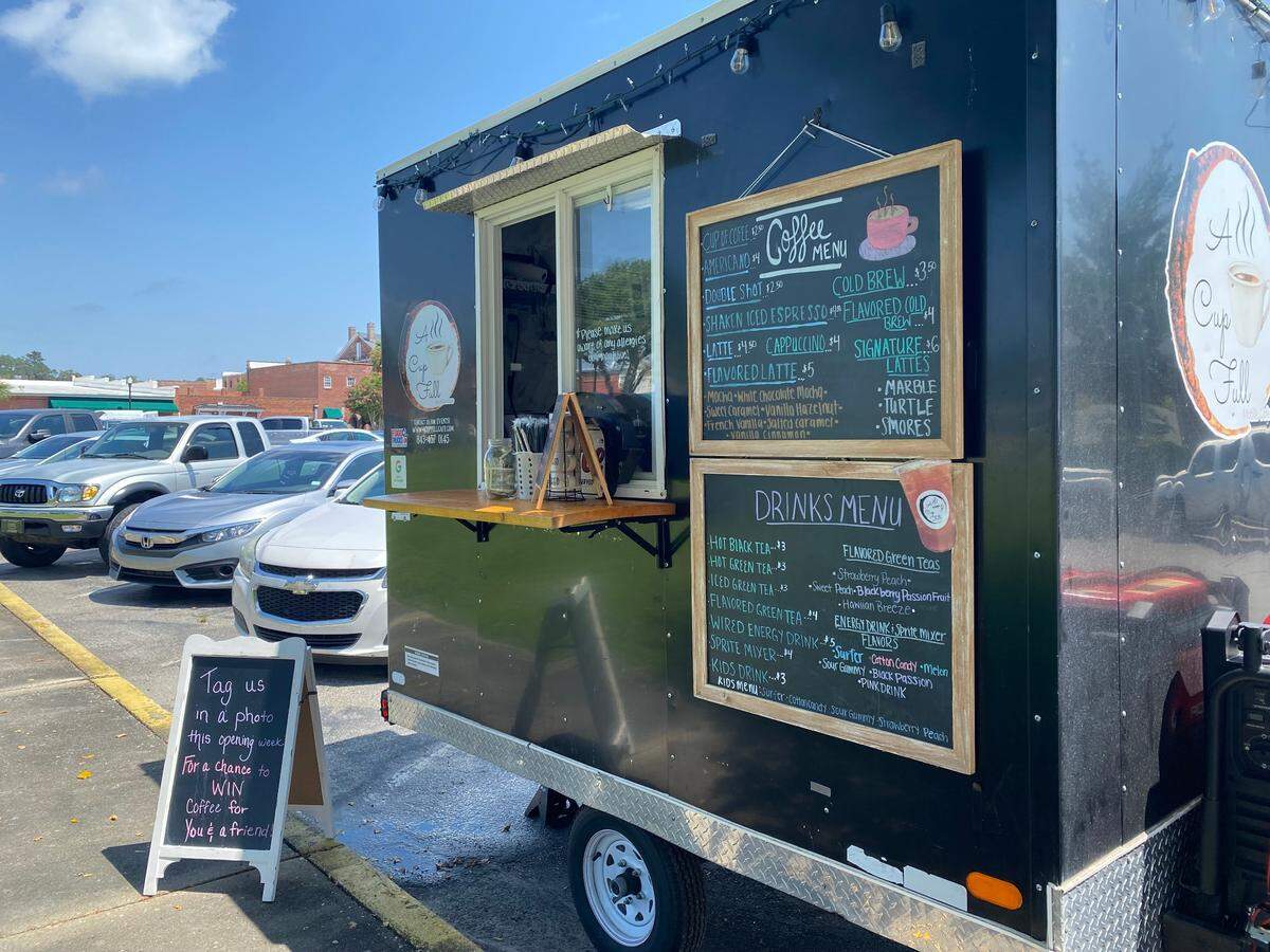 New coffee truck A Cup Full set up shop Monday at 200 Laurel St, located in the town green in Conway.