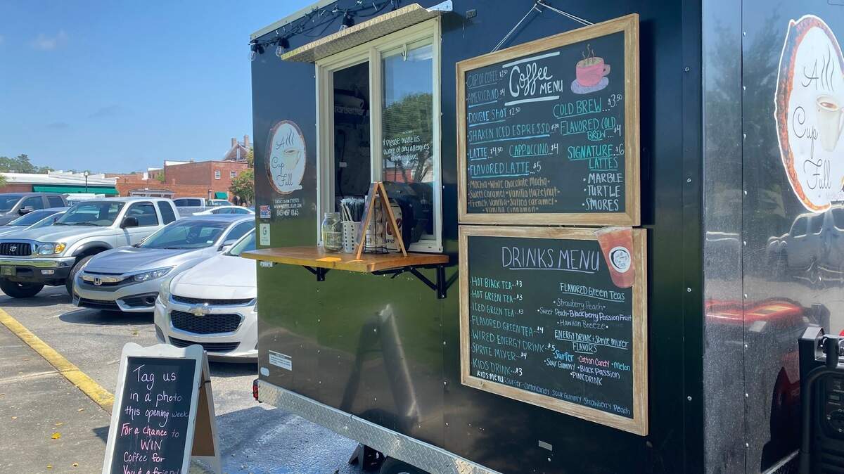 New coffee truck A Cup Full set up shop Monday at 200 Laurel St, located in the town green in Conway.