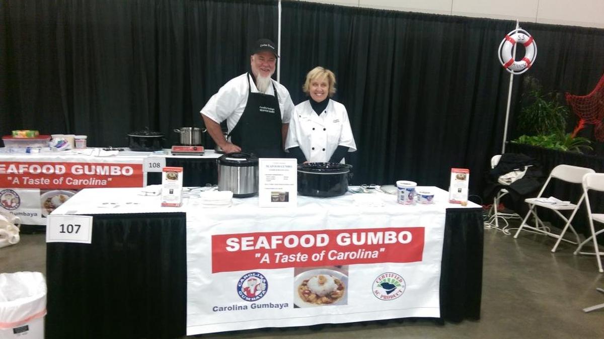 Ed Muller and Laura Spencer set up to offer a tasting of their product.