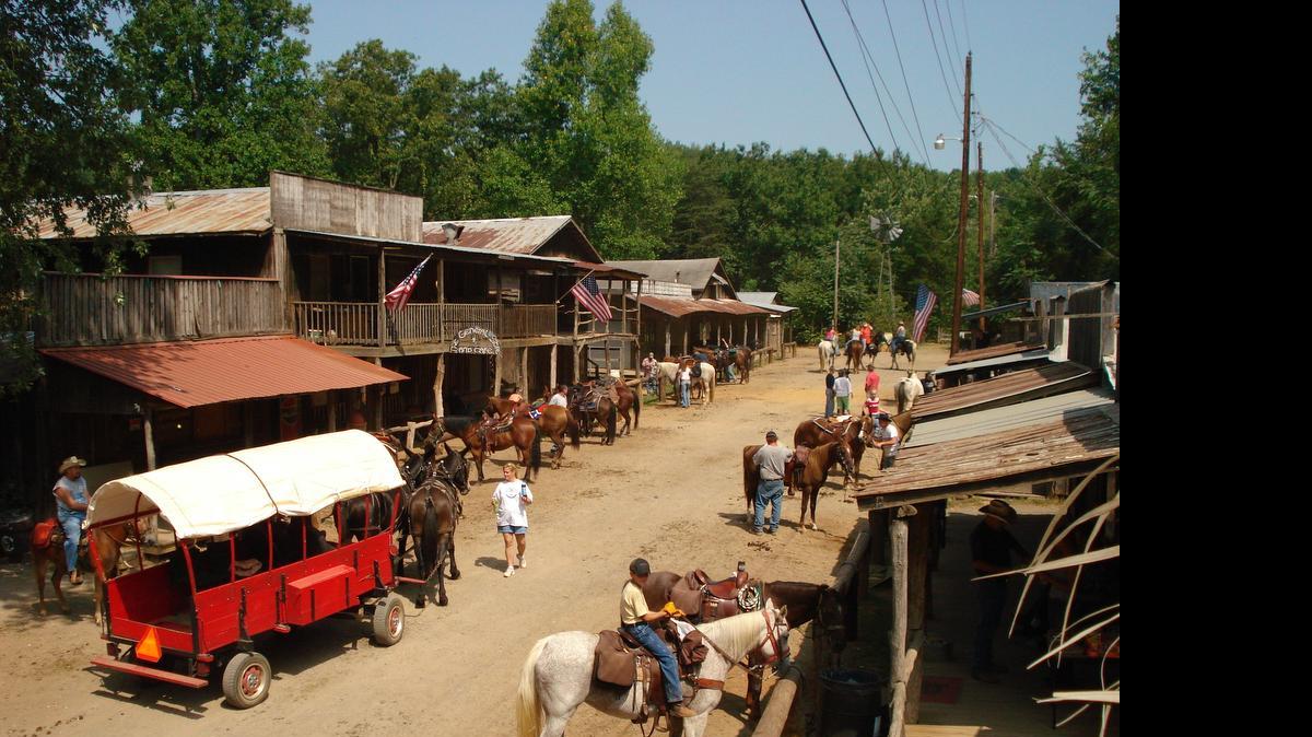 
A covered wagon comes through Love Valley, N.C.
