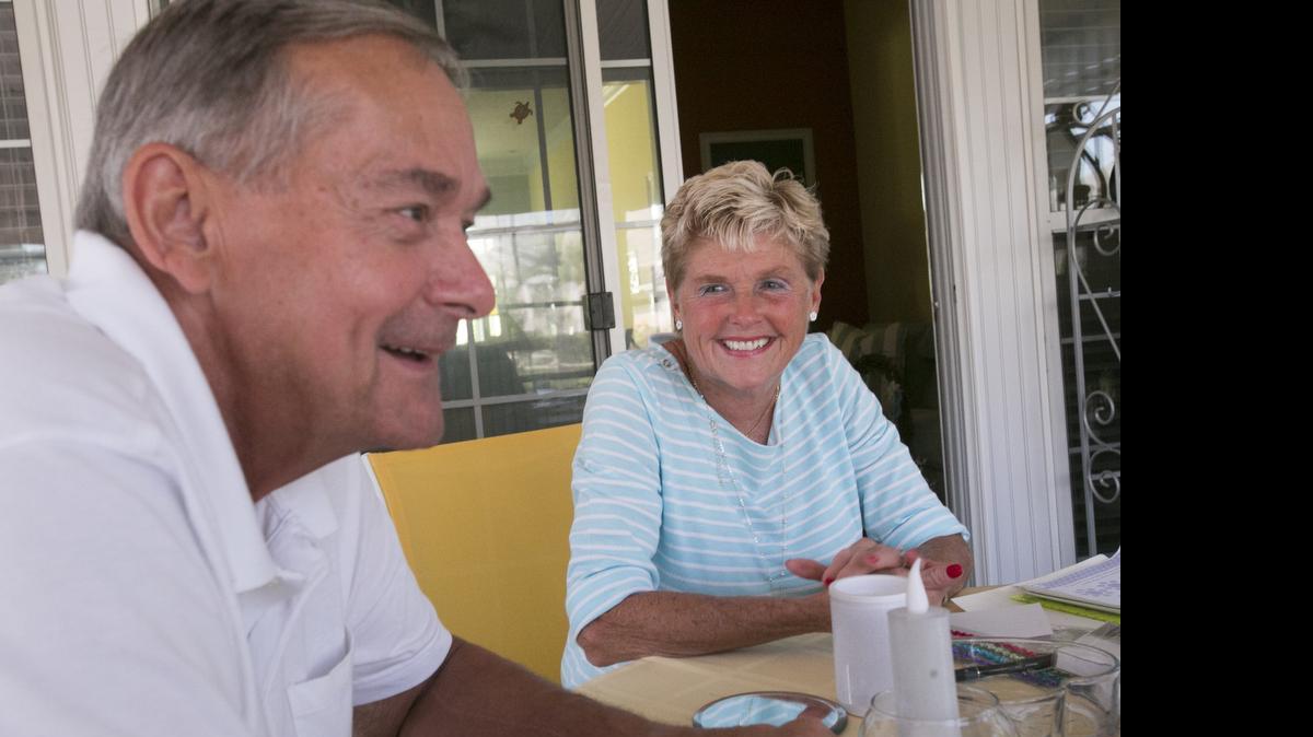 
Barbara Moore, 77, and Robert Sherman, 72, met online and set their wedding for July 11. The couple talk about their relationship and their plans for the future while preparing wedding favors at their home in Murrells Inlet.
