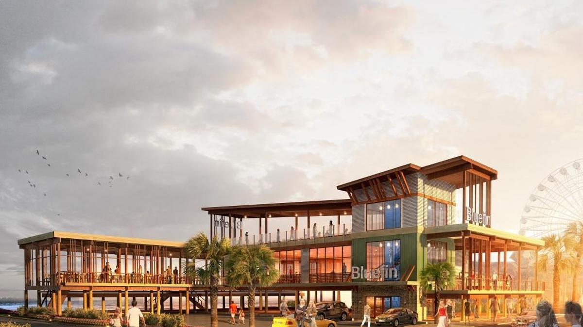 An early rendering for the restaurant at 1204 North Ocean Blvd. The name has since been changed from “Bluefin” to “RipTydz.”