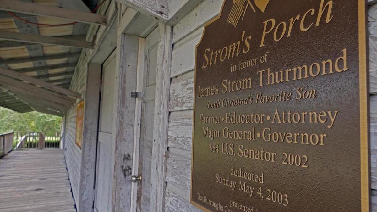 
Strom's Porch at the Peanut Warehouse is named in honor of South Carolina's long time Senator and is a reminder of the many political events that have taken place there.
