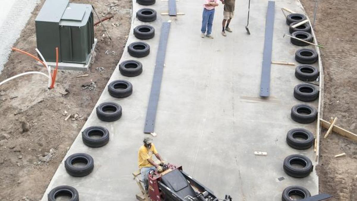 Construction continues on The Track, a go-kart racing venue in Myrtle Beach. The attraction will have two elevated spiraling cart tracks, a 5,800-square-foot arcade, a rookie track and a kiddie track. The Track is slated to open in August.