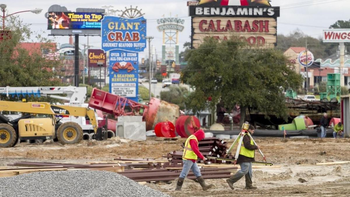 Construction has begun on a go-kart track and entertainment complex at the former Shrine Club property in the Restaurant Row section of Myrtle Beach.