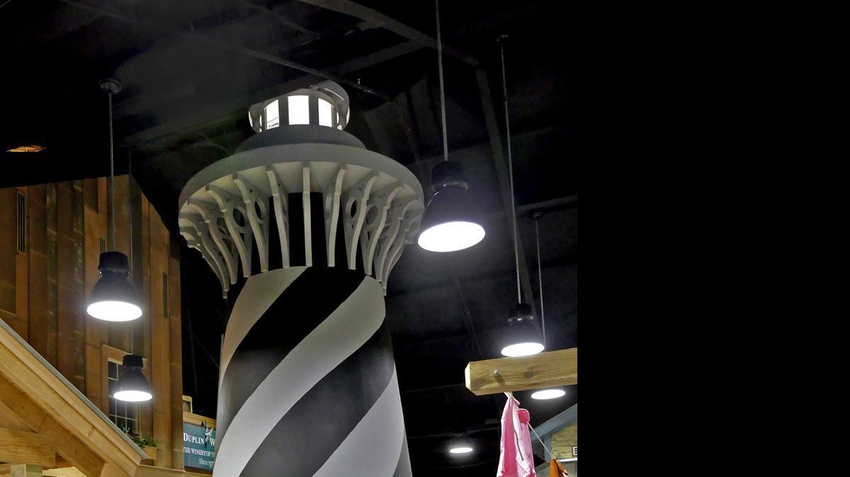 
Inside the Dulpin WInery stands a 28-foot tall replica of the Cape Hatteras lighthouse, that is seen on their bottle labels.
