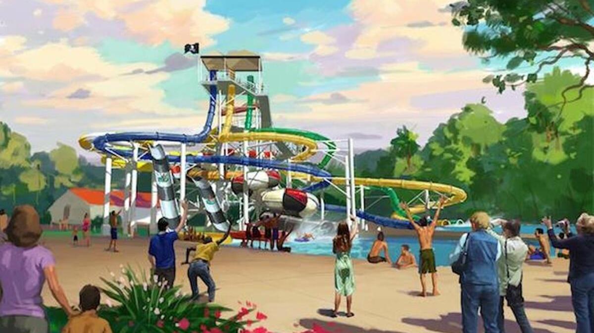 
Blackbeard's Revenge will be a 6-story tall water slide complex featuring three attractions and a total of six slides.
